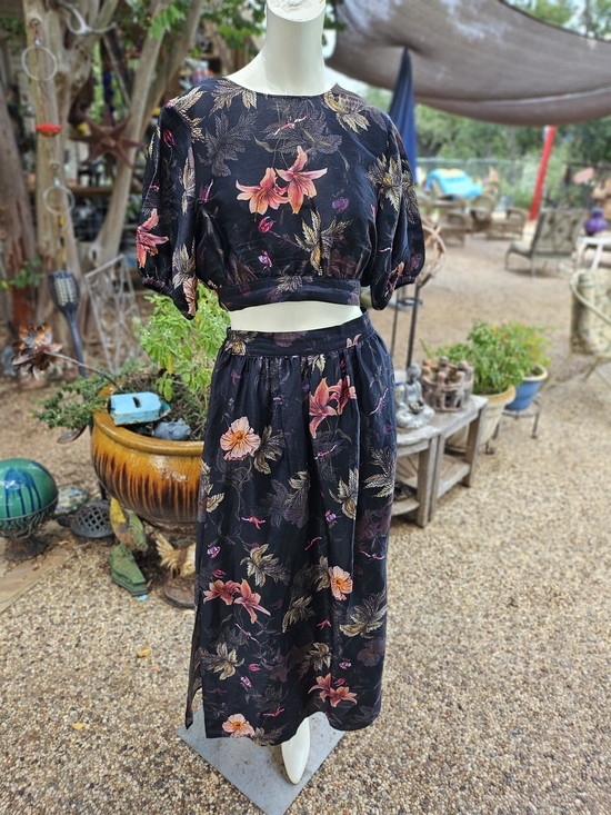 All Saints Dresses & Skirts - AllSaints Asta Viviana Black Silk Linen Blend Maxi Skirt (8) & Blouse (6) Set